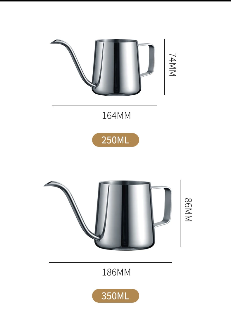 250ml Pour Over Stainless Steel Portable Tea Camping Coffee Supplier Kitchen Pour Good Grips Coffee Tools Swan Neck Kettle