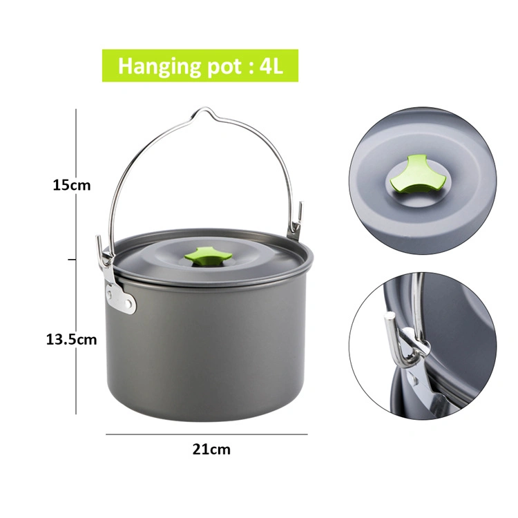 Portable Customized High Quality Aluminum Alloy Ultra Light Outdoor Packing Hiking Climbing Camping Cookware Set